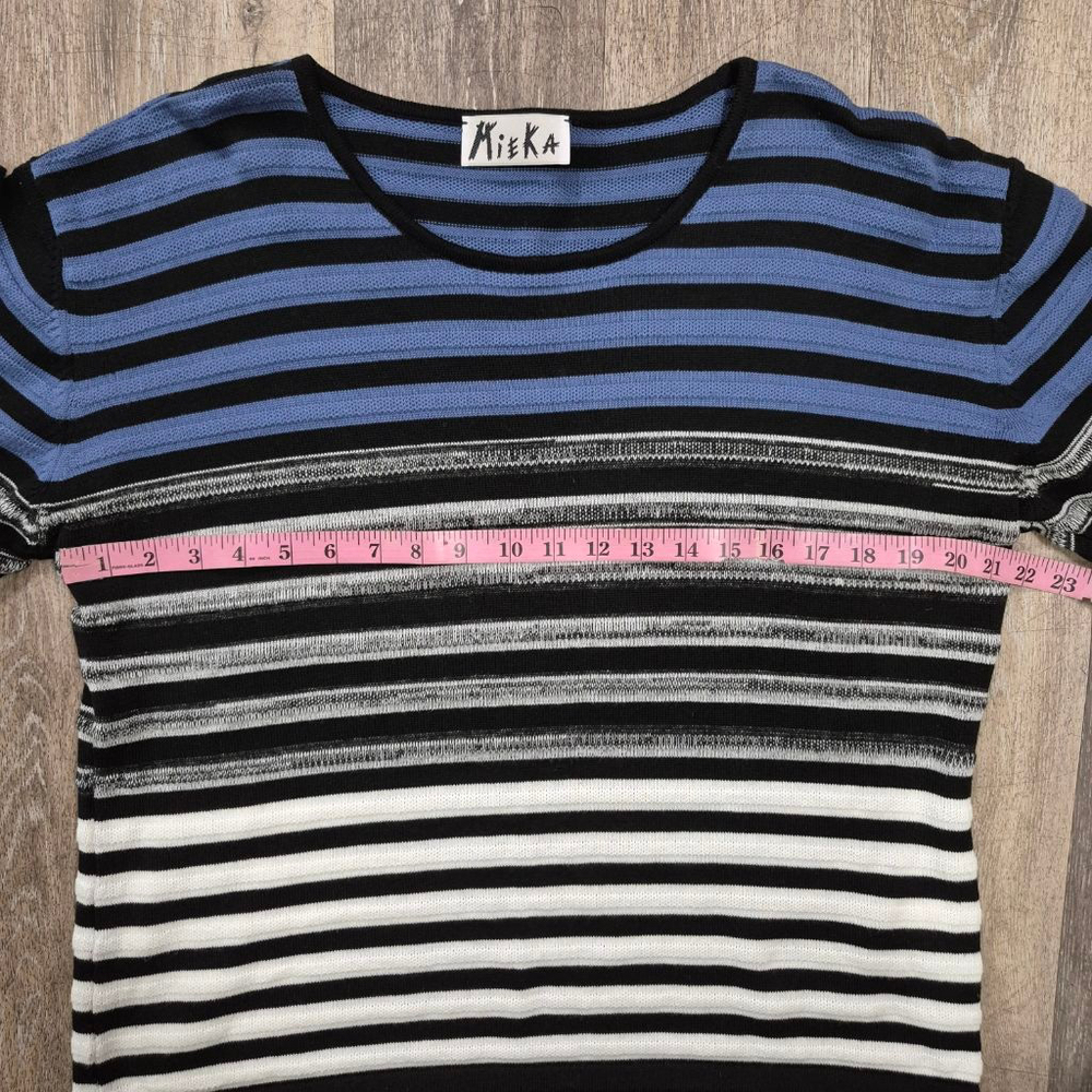 Women's Mieka Striped Crew Neck Sweater L Black Blue White - Picture 5 of 7